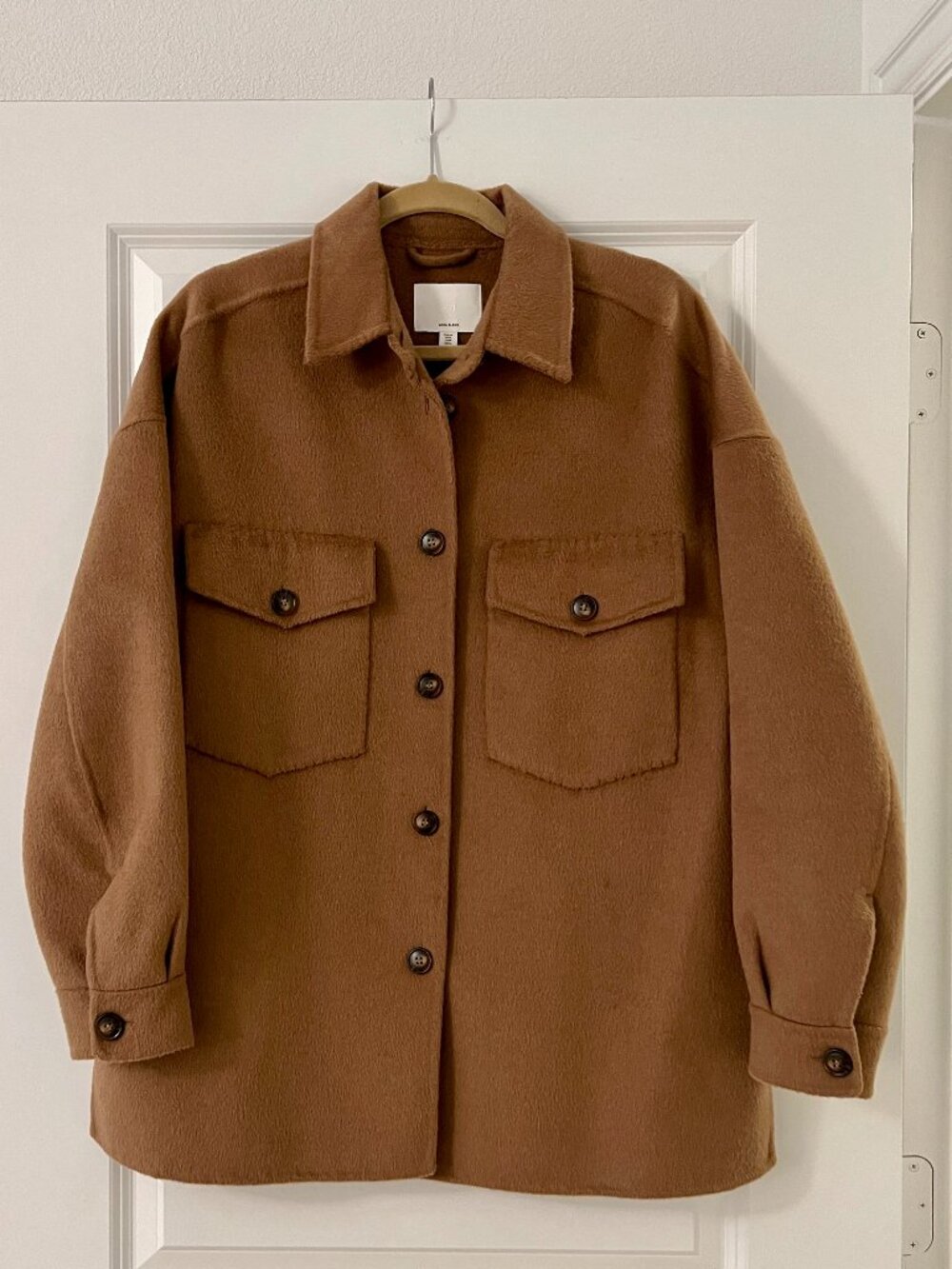 H&M HM Brown Tan Beige Shacket Shirt Jacket Overshirt